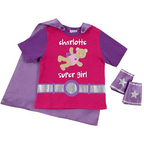 Sandra Magsamen Personalized Toddler Super Girl Shirt and Cape Combo, Pink
