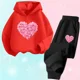 thumbnail image 3 of Conjunto de 2 piezas de sudadera con capucha y pantalones informales para niñas, trajes deportivos para adolescentes, conjuntos de estilo coreano para niños, conjuntos de ropa para bebés bonitos, 3 of 5