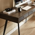 thumbnail image 5 of Walnut+dark Grey Home Office Desk With Tablet Slot, Mid Century Modern Style, Drawers, Multifunctional Computer Shelf, Modern, Grey,, 5 of 6