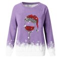 thumbnail image 4 of Gibobby Sudaderas para mujer navidad Sudadera con estampado navideño para mujer, sombrero de cristal, sudadera de manga larga, blusa informal, de temperamento(Morado,G), 4 of 5