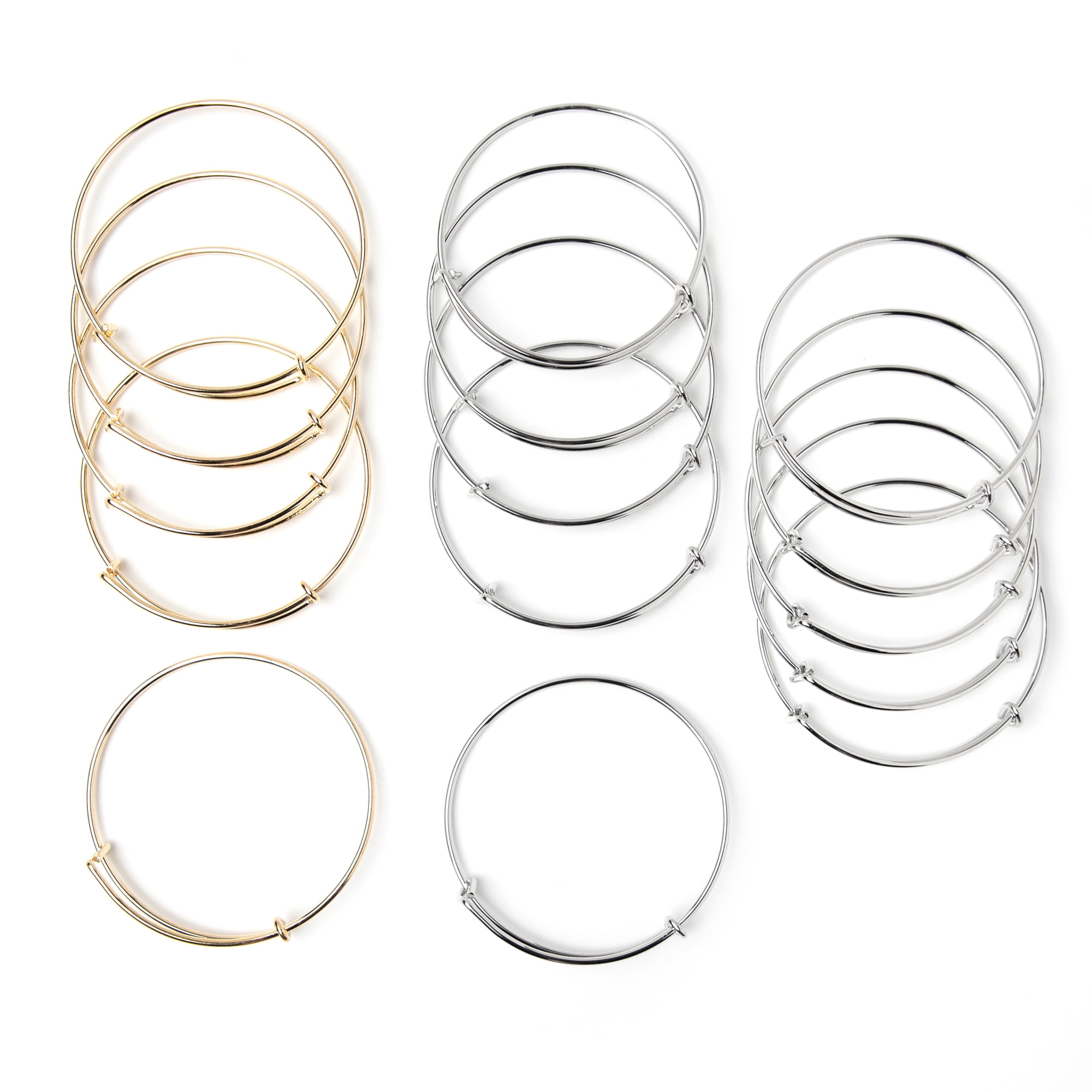 Cousin DIY Adjustable Bangle Bracelet Set, Gold/Silver, Adult, 65027120, 15 Piece, Jewelry Making