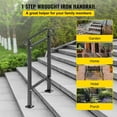 thumbnail image 3 of Black Transitional Handrail for Outdoor Stairs, Wrought Iron Porch Railing Adjustable for 1 or 2 Steps, Includes Mounting Hardware for Easy Setup, 3 of 11