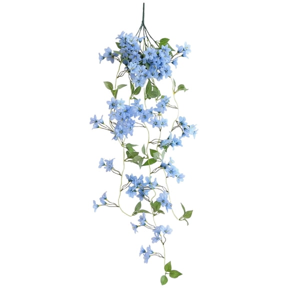 Simulation Flower Artificial Winter Jasmine, Hanging Silk Flowers Vine Plant Garden Wall Decor Indoor Outdoor,Lifelike UV-Resistant No-Fade Trailing Faux Greenery,No-Maintenance Floral Plant,Blue