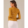 thumbnail image 3 of DARING DIVA Women's Ruffled Hem Floral Lace Crop Shrug Cardigan M Yellow, 3 of 6