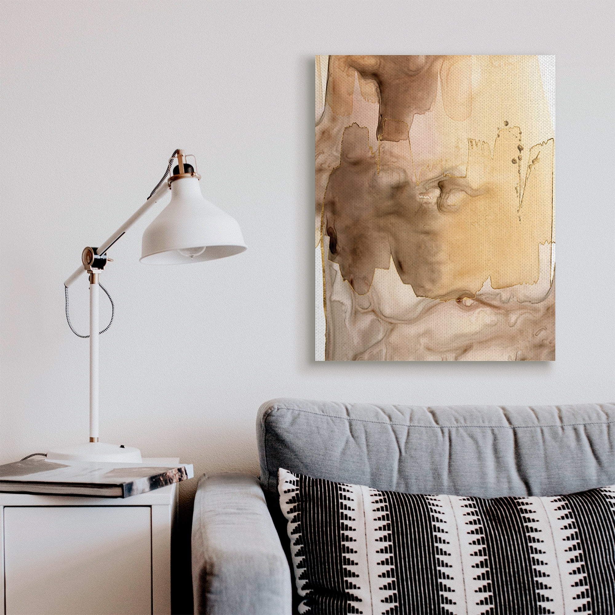 Stupell Industries Wet Paint Abstraction Brown Watercolor Strokes Abstract Painting Gallery Wrapped Canvas Art Print Wall Art, 30 x 40