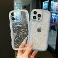thumbnail image 5 of for iPhone 14 Pro Case 6.1",Cute Curly Wave Case with Star Glitter,Clear Shiny Bling Soft TPU Shockproof Phone Protecive Case for Women Girls-Blue, 5 of 13