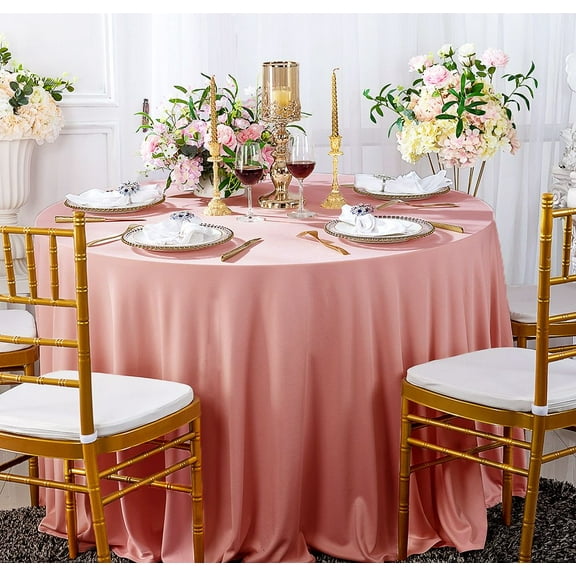 Wedding Linens Inc. 120" Round Scuba Wrinkle Free Round Table Cover Tablecloth - Rose Pink