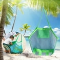 thumbnail image 3 of facefd Grand Sac à Jouets de Plage Sac de Piscine en Filet Sac Anti-Sable Bleu Vert, 3 of 9