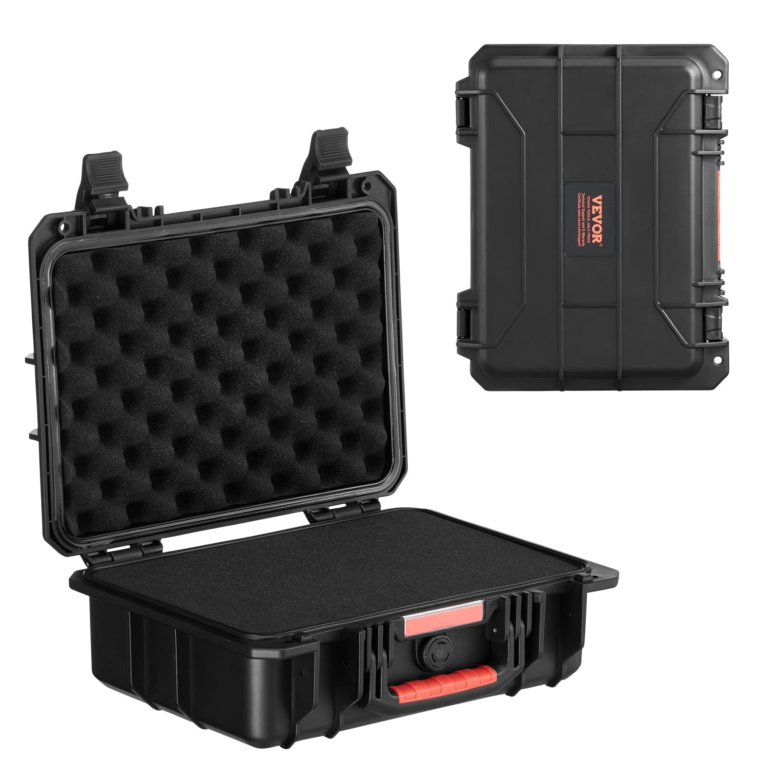 VEVOR Weatherproof Hard Case, Heavy Duty Protective Dry Box Case with Pre-cut Foam, and Retractable Pull Handles for Travel, IP67 Waterproof Case for Cameras (15*12*5.5in)