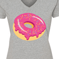 thumbnail image 4 of Inktastic Pink Donut with Sprinkles Women's V-Neck T-Shirt, 4 of 5