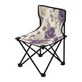 thumbnail image 2 of WOBOGO Purple White Flowers Pattern Camping Chair Convenient Four Corner Backrest Folding Stool Can Hold Up to 220lbs, 2 of 8