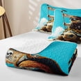 thumbnail image 4 of Homewish Cool Dog Turtle Bed Spread Queen,Cartoon Animal Queen Coverlet Set,Blue White,3 Pieces, 4 of 7