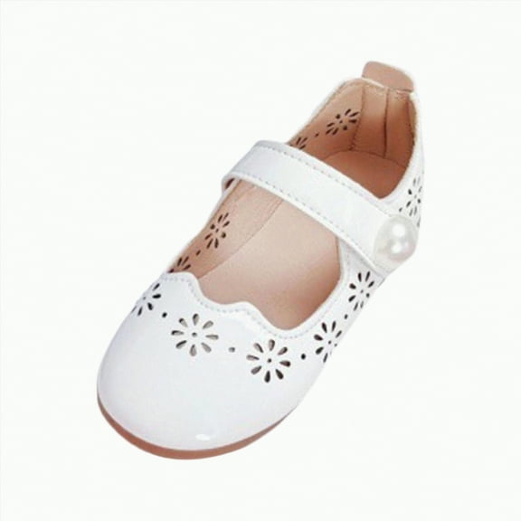 Ccpelsie Toddler Girls Dress Shoes Mary Jane Flats Bow Princess Ballerina Wedding Party Back to School Shoes for Kids(White,11)
