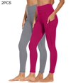 thumbnail image 3 of LIaqionyy 2 Pack Legging for Womens High Waisted Soft Workout Yoga Running Stretchy Legging Slim Pants with Pockets, 3 of 7