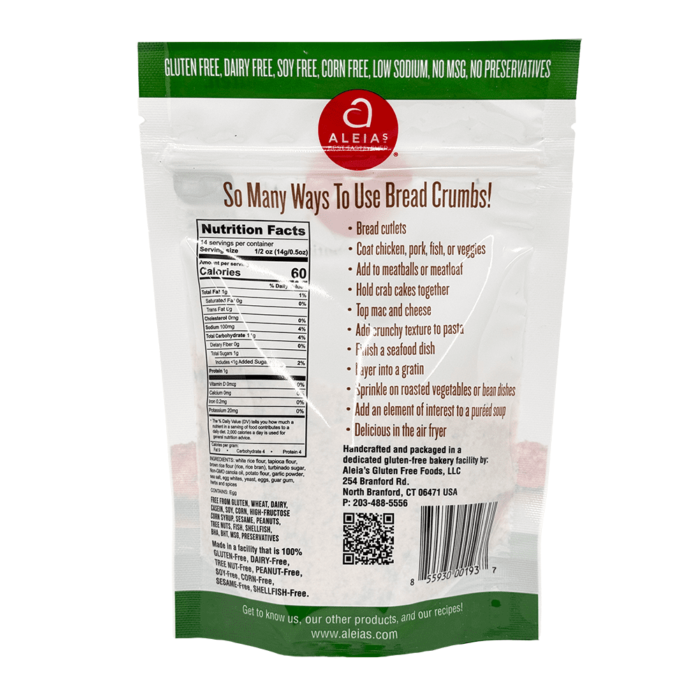 (6 pack) Aleia's Gluten Free Italian Bread Crumbs – 7 oz – Non-GMO, Dairy Free, Kosher, Low Sodium
