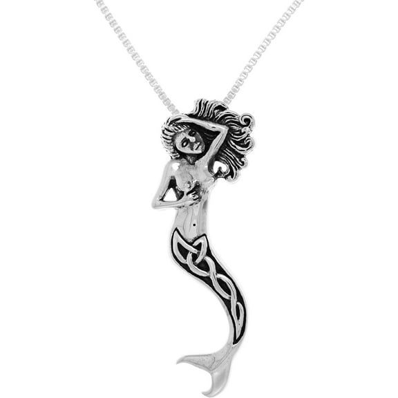 Jewelry Trends Sterling Silver Celtic Knot Ocean Mermaid Pendant Necklace 18" Sea Siren