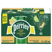 PERRIER Ginger Lime Carbonated Natural Spring Water with Natural Flavour, No Calories, No Sweeteners, No Sodium, Can 2.64 kg
