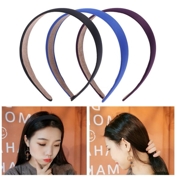 Hairband 3pcs Retro Headband Hair Wide Headwear Non-slip Ribbon Headband Fashion Hair Accessories for Women Girls(Purple Blue Black)