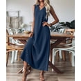 thumbnail image 6 of Summer Dresses for Women Cotton Linen Maxi Dress Casual Sleeveless Solid Long Sundress XL, 6 of 7