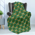 thumbnail image 4 of Jaguar Soft Flannel Fleece Blanket, Animals and Monstera Leaves Hand Drawn Tropical Elements Jungle Fauna Pattern, Cozy Plush for Indoor and Outdoor Use, 60" x 80", Yellow Teal Green, by Ambesonne, 4 of 5