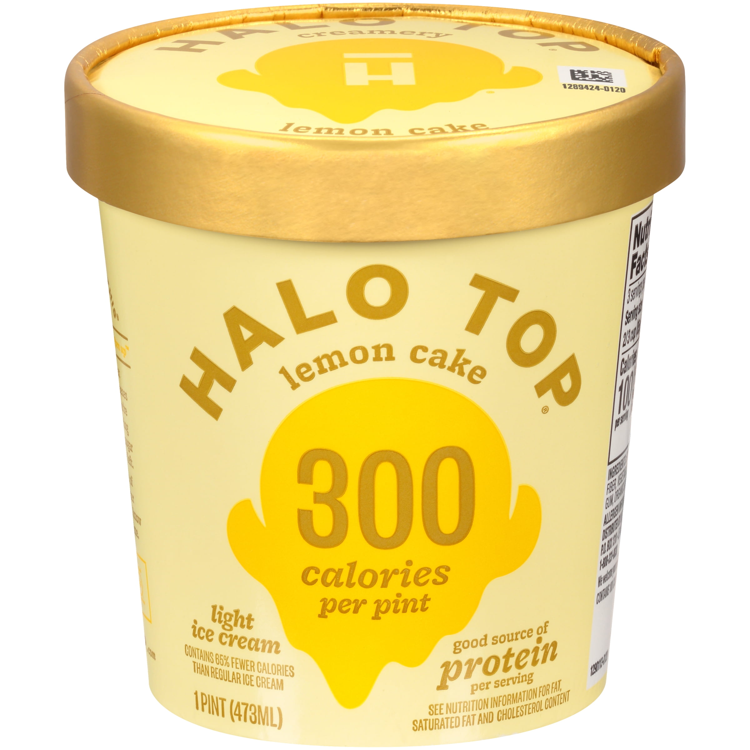 Halo Top Lemon Cake Light Ice Cream Pint , 16 fl oz