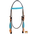 thumbnail image 3 of Western Horse Headstall Tack Bridle American Leather Turquoise Hilason, 3 of 7
