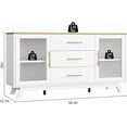 thumbnail image 2 of 36" Sideboard Buffet Cabinet with Fluted Glass Door,Modern White Accent Storage Cabinet with 2-Tier Adjustable Shelves, Oak, 2 of 7