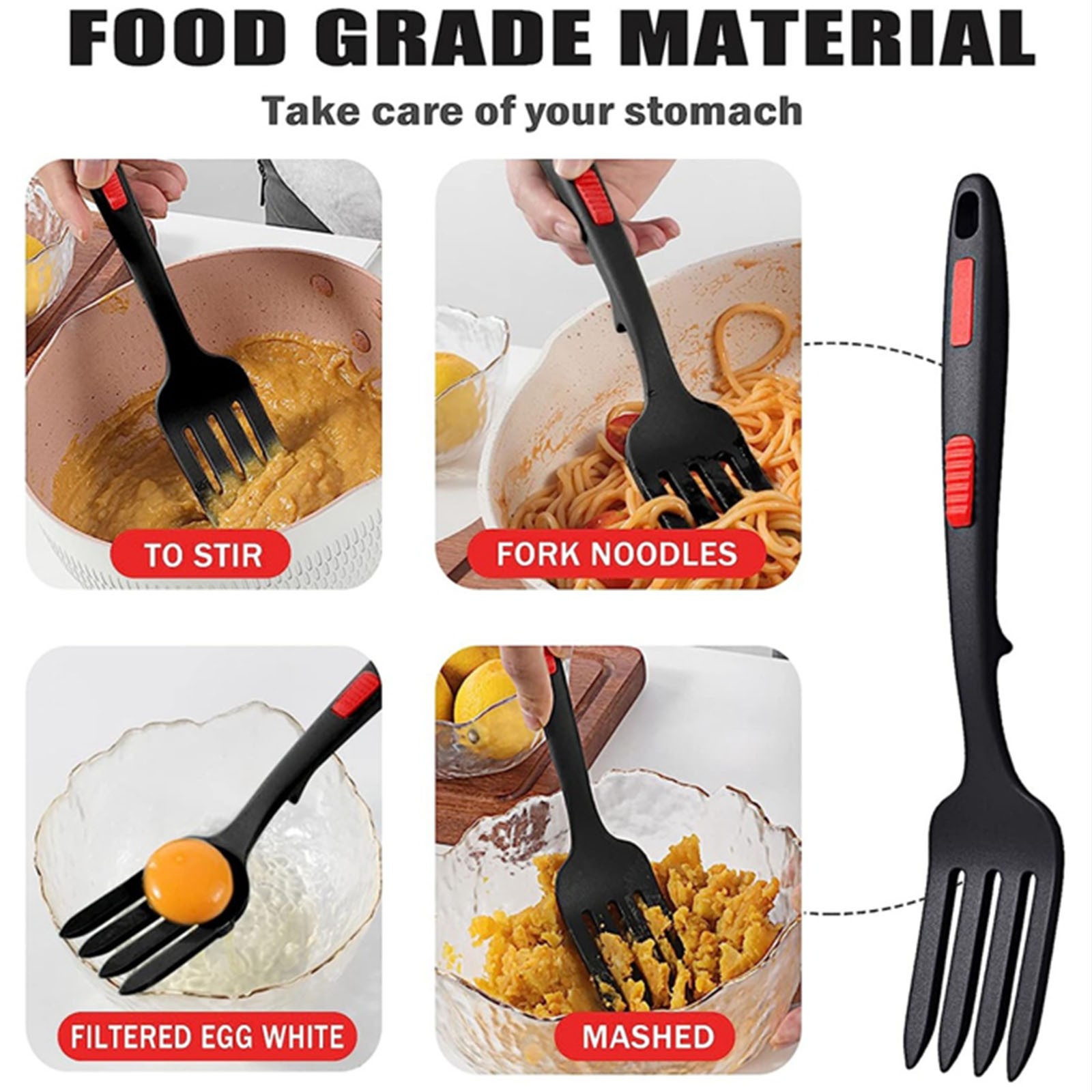 Silicone Flexible Fork, 11.6 Inch Heat Resistant Cooking Fork, Large ...