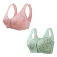 thumbnail image 3 of Xuncatan 2PC Daisy Bras for Older Women Front Closure Plus Size Bras Wireless Push Up Full Coverage Gathered Bra With Thin Cup And Adjustable Bra Soft Breathable Underwear Christmas gifts, 3 of 3