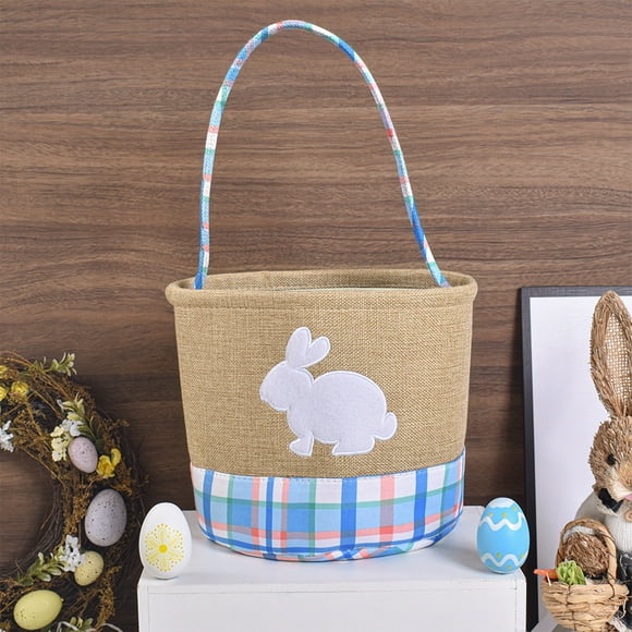 Linnome Panier de Rangement Décoratif à Thème de Pâques, Fourre-Tout à Rayures pour Oeufs pour Rangement et Organisation