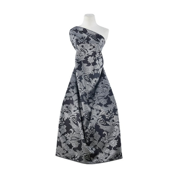 Zelouf Phoenix Paisley Lurex Jacquard  , Sewing, DIY, Crafts Fabric by the Yard, Black/silver, 3 Yard