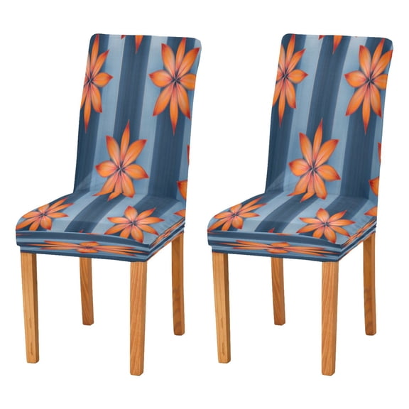 Chair Protector Cover Dining Chair Slipcovers Pack of 2, Removable Washable Seat Cover for Dining Room Wedding Orange Large Flowers
