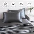 thumbnail image 6 of Yalamila Satin Sheet Set Queen Size, Grey 4 Pcs, Luxury Cooling Silky Soft 4 Pieces Bed Sheet Set with Deep Pocket Fitted Sheet, Flat Sheet and 2 Pillowcase for Hair and Skin, 6 of 10
