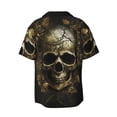 thumbnail image 5 of Salouo Vintage Gold Leaf Skull Pattern Cuban Collar Shirts for Men Button-Down Shirt Men's Short Sleeve Shirts Hawaiian Shirts Casual Shirts -Medium, 5 of 6