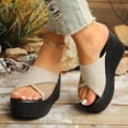 thumbnail image 3 of Womens Wedge Sandals Platform Slip on Mesh Slides Open Toe Summer Casual Canvas Slippers Backless High Heels White Size 8.5, 3 of 8