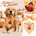 thumbnail image 2 of Thanksgiving Pet Bandana with Turkey and Maple Leaf Print, 1 Pack, Light Orange Plaid, for Dogs and Cats, Pet Accessories, 2 of 7