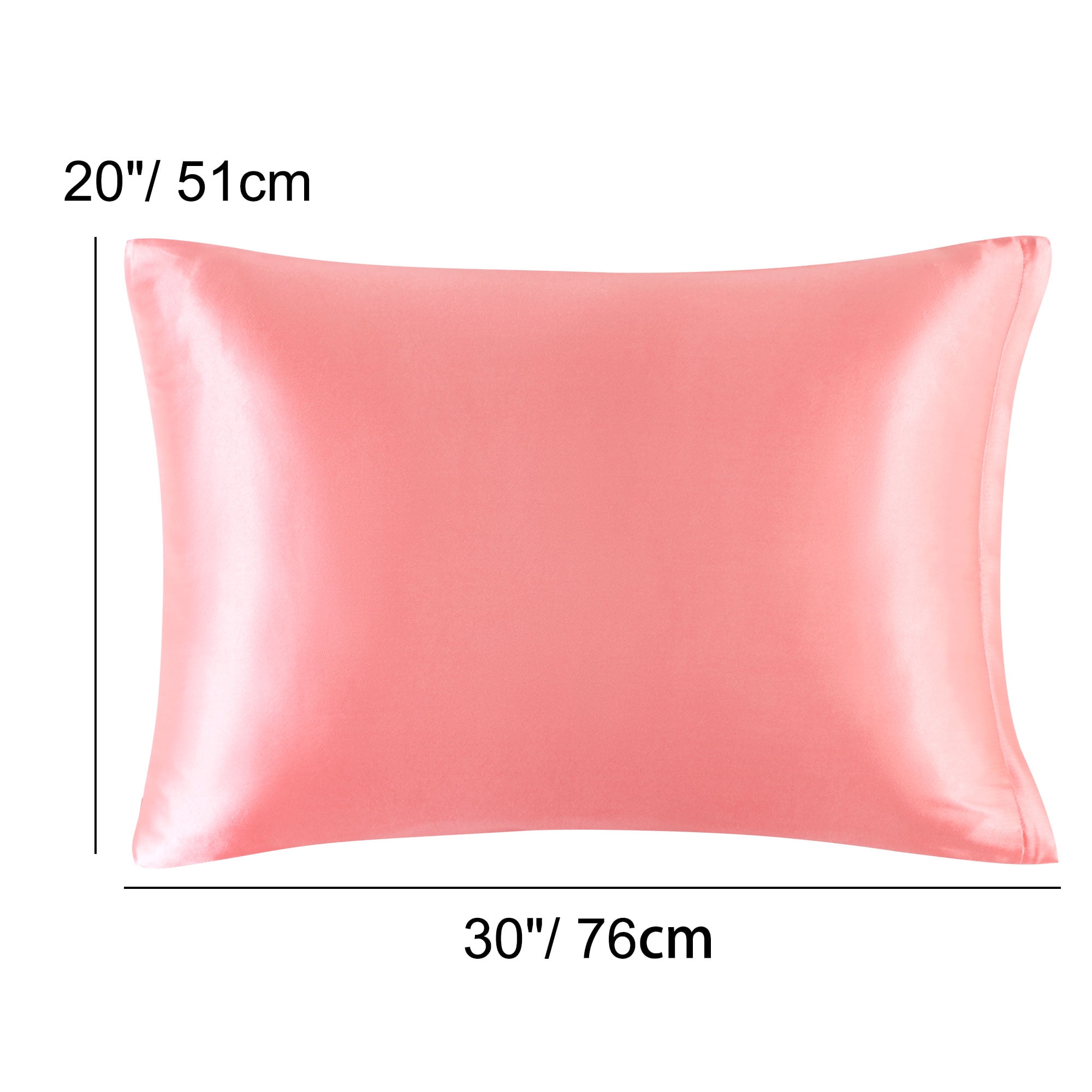 Unique Bargains Satin Set of 2 Zipper Closure Pillowcases Light Coral 20"x30"