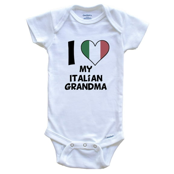 I Heart My Italian Grandma Italy Flag Baby Bodysuit, 0-3 Months White