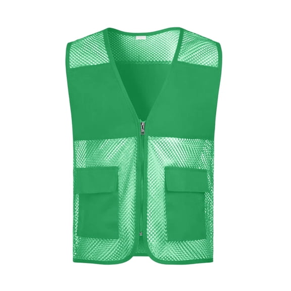 Womens Tank Tops- High Visibility Mesh Work Vest for Women Construction Reflective Safety Vest with Zipper and Pockets Green L