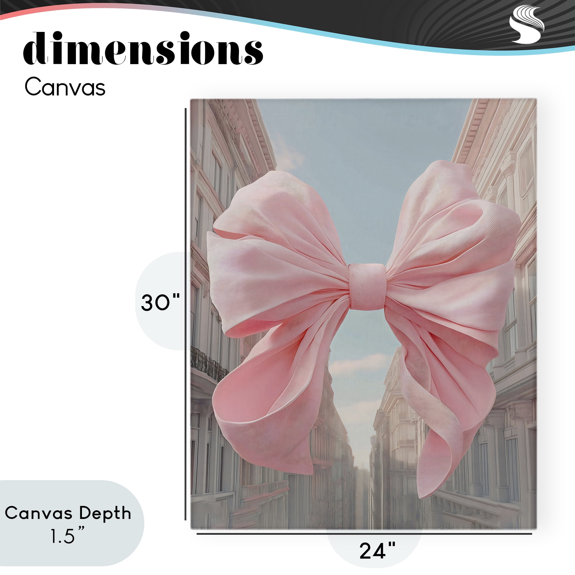 Stupell Industries Pink Bow over City Street Canvas Wall Art, design by The Prints Vibe