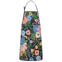 Pioneer Flower Floral Print Pattern Apron-Garden Aprons for Women with Pockets-Cotton Linen Waterproof Kitchen Cooking Gardening Aprons Adjustable for Kitchen,Cooking,BBQ and Salon 33x27 Inch