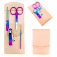 thumbnail image 1 of SHICEN Set de manicura profesional para mujeres Kit de cortaúñas 4 piezas de acero inoxidable cortador de uñas herramientas de cuidado kits de aseo profesional estuche de viaje de cuero PU (colorido), 1 of 5
