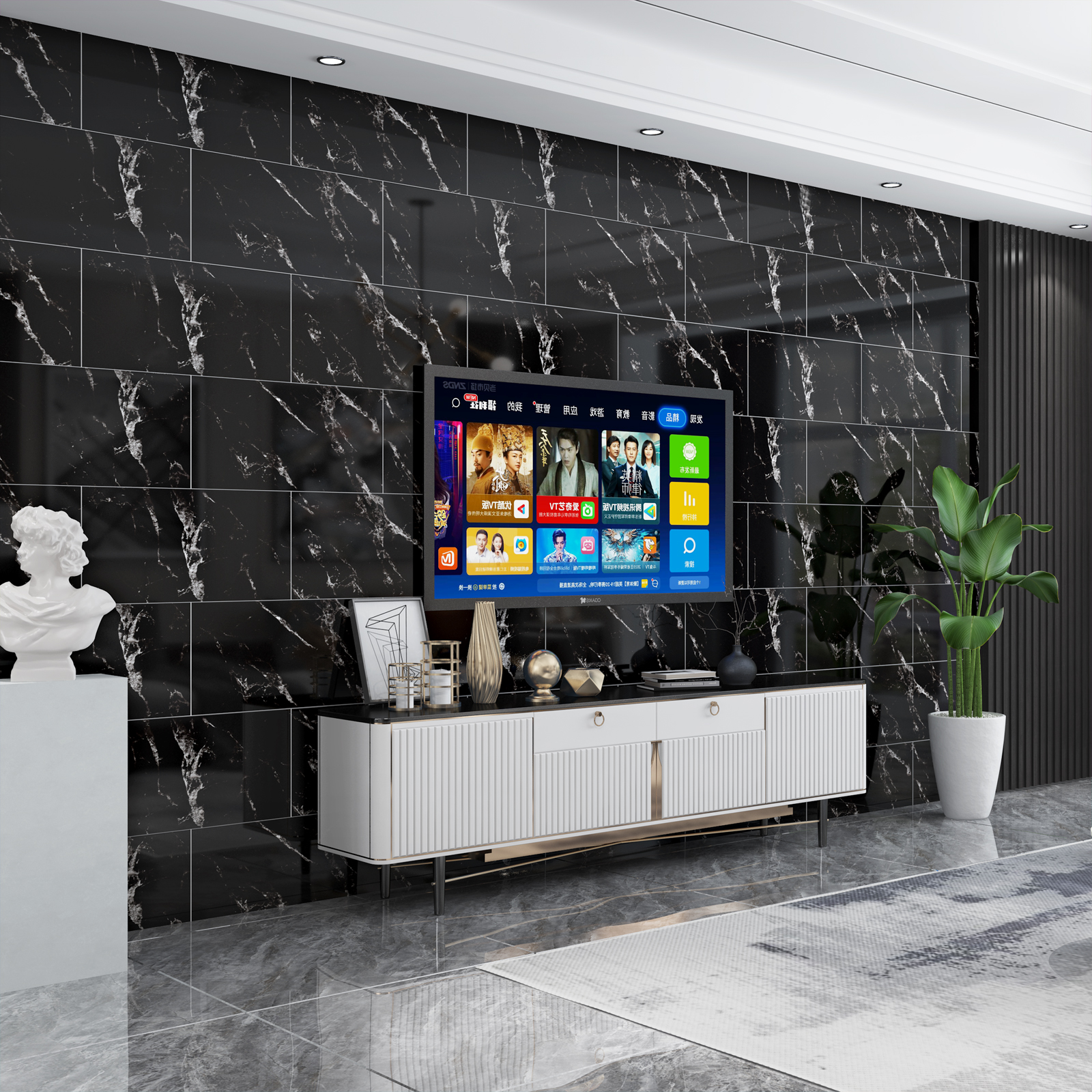 Wall Panels Peel and Stick 10 Pieces 23.6x11.8in (19.4 Sq. Ft. Coverage) Adhesive Wallpaper Waterproof Wall Sticker Backsplash Marble Look Tile, Ideal for: Kitchen Bathrooms Living Rooms Bedrooms