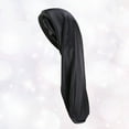 thumbnail image 6 of BEADCEST 1PC Bonnet For Sleeping Long Hair Imitated Silk Satin Wide Brimmed Long Tube Hat Black, 6 of 8