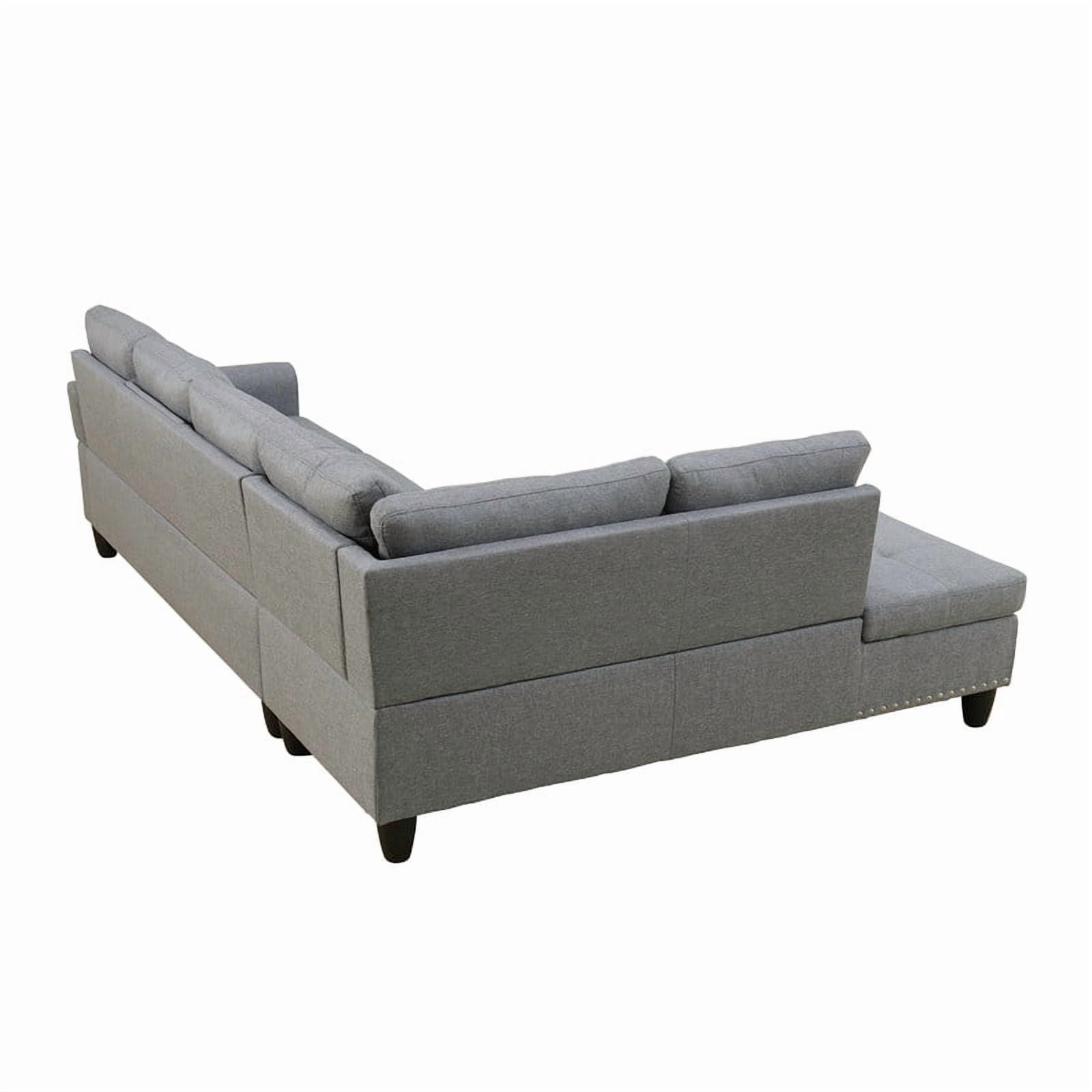 Howcool L-Shape Sectional Sofa with Cup Holders,3-Piece Gray Sectional Sofa Couch,2 Toss Pillows,Nailhead Trim, Left-Facing