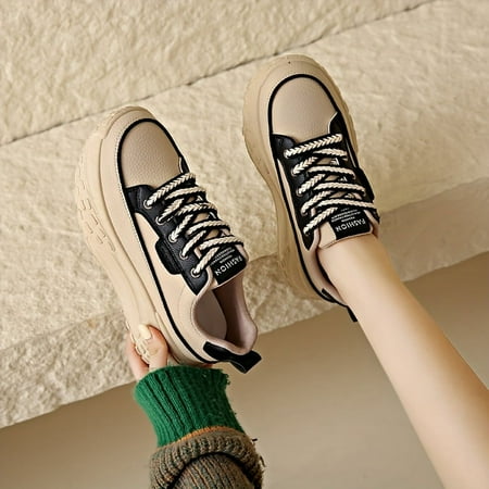 

SHZHLAIFUZB Trendy and Stylish Women‘s Platform Lace Up Sneakers - All-Match Design for Low Top Trainers - Ideal for Fashionable Skate Shoes in 2021