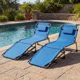 thumbnail image 2 of Gymax 2PCS Tanning Chair w/Face Arm Holes 4-Level Backrest & Head Pillow Side Pocket Blue, 2 of 10