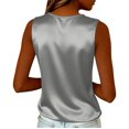 thumbnail image 5 of Cowl Neck Tank Tops for Women Satin Loose Fit Sleeveless Top Summer Clothes Casual T-Shirt for date night, #02 Light Gray M, 5 of 7