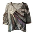 thumbnail image 4 of Dolkfu Boho Summer Tops for Women 2026 V-Neck Black Pull-on 3/4 Sleeve Blouses & Tops Abstract Refreshing Patchwork Black,L, 4 of 5