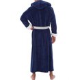thumbnail image 3 of Frontwalk Mens Bath Robes Long Sleeve Wrap Robe Hooded Dressing Gown Winter Stitching Towelling Solid Color Nightwear Blue White 3XL, 3 of 6